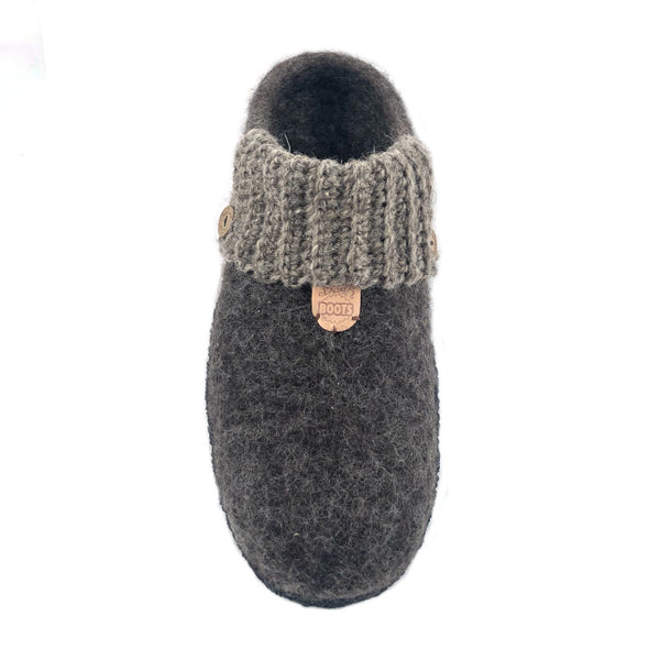 Men's Wool Felt Scuff Slippers NATURAL RUBBER CREPE Sole