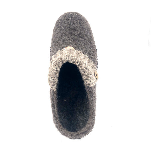 Men's Wool Felt Scuff Slippers NATURAL RUBBER CREPE Sole