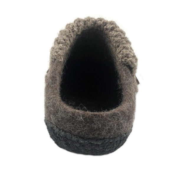 Men's Wool Felt Scuff Slippers NATURAL RUBBER CREPE Sole