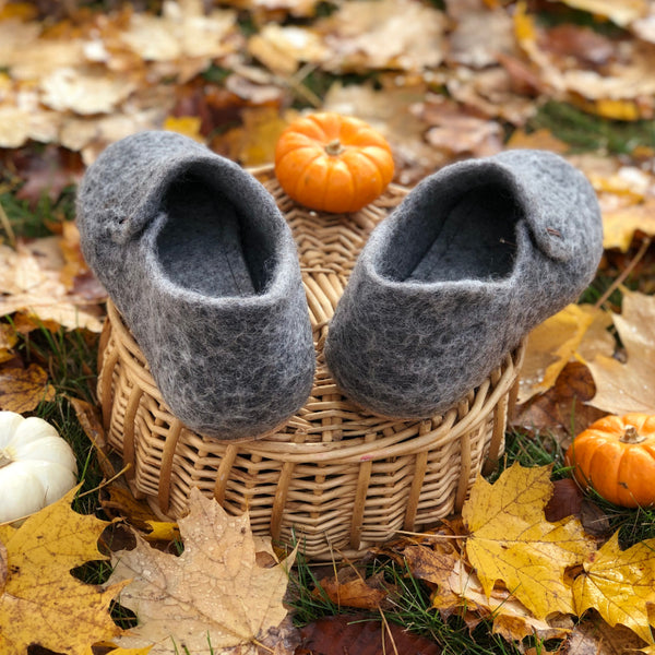 Men's Wool Felt Slippers with High Back