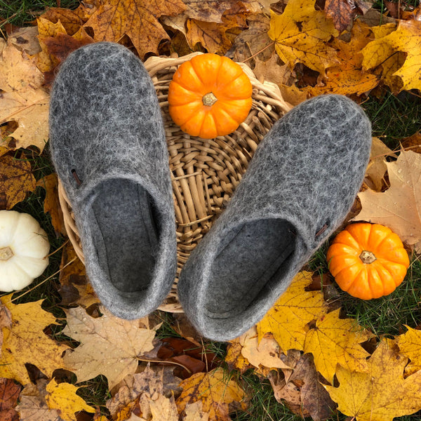 Men's Wool Felt Slippers with High Back