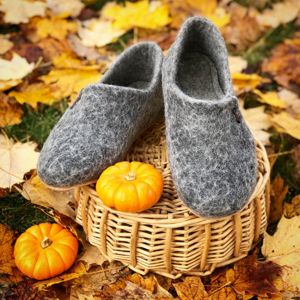 Men's Wool Felt Slippers with High Back