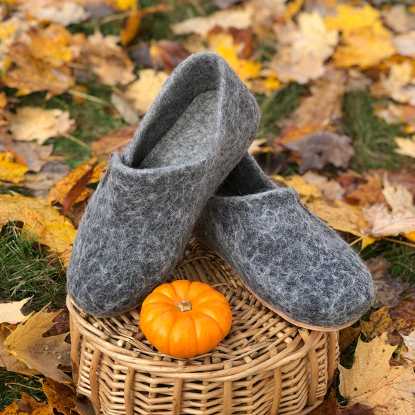 Men's Wool Felt Slippers with High Back