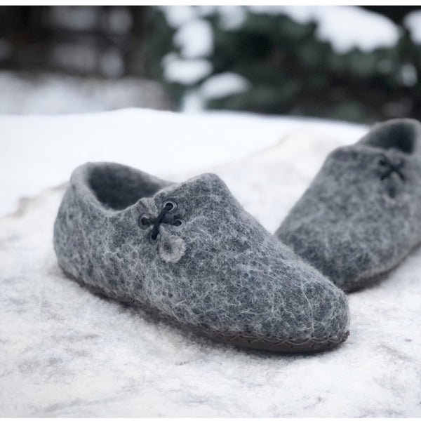 Men's Wool Felt Slippers with High Back